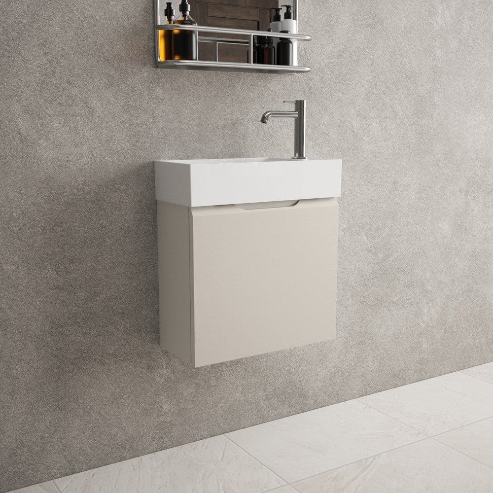 Tasca Single Door Vanity Unit With Beyondstone Basin - Matt Cashmere 450mm
