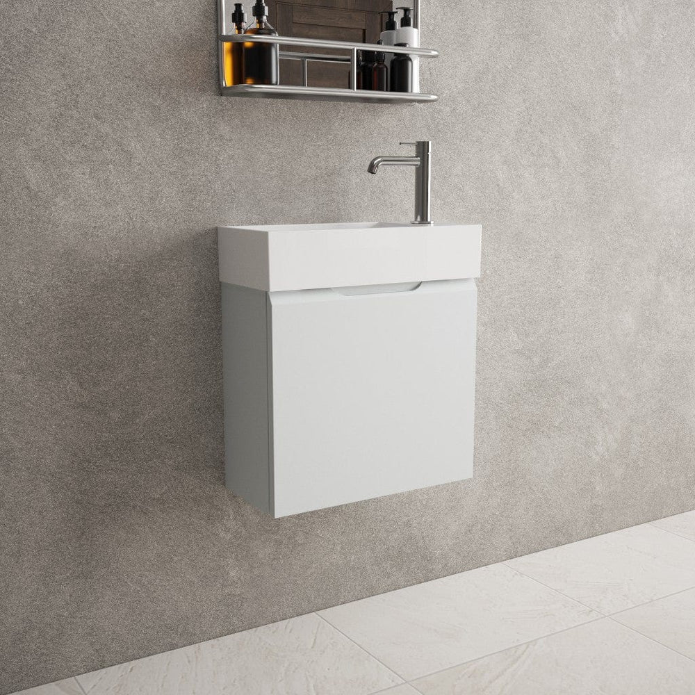 Tasca Single Door Vanity Unit With Beyondstone Basin - Matt Dove 450mm