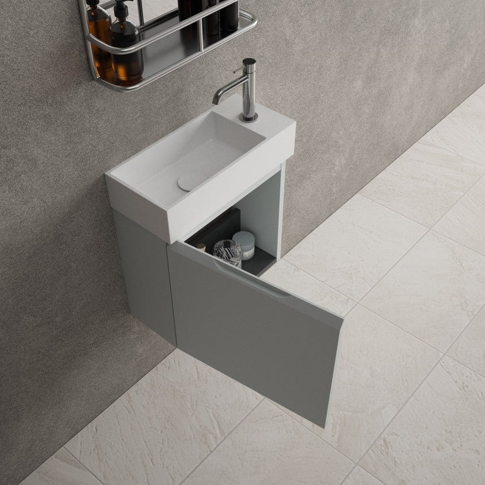 Tasca Single Door Vanity Unit With Beyondstone Basin - Matt Dove 450mm
