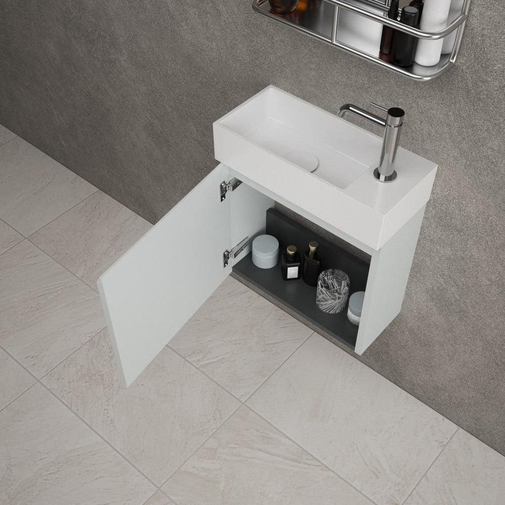 Tasca Single Door Vanity Unit With Beyondstone Basin - Matt Dove 450mm