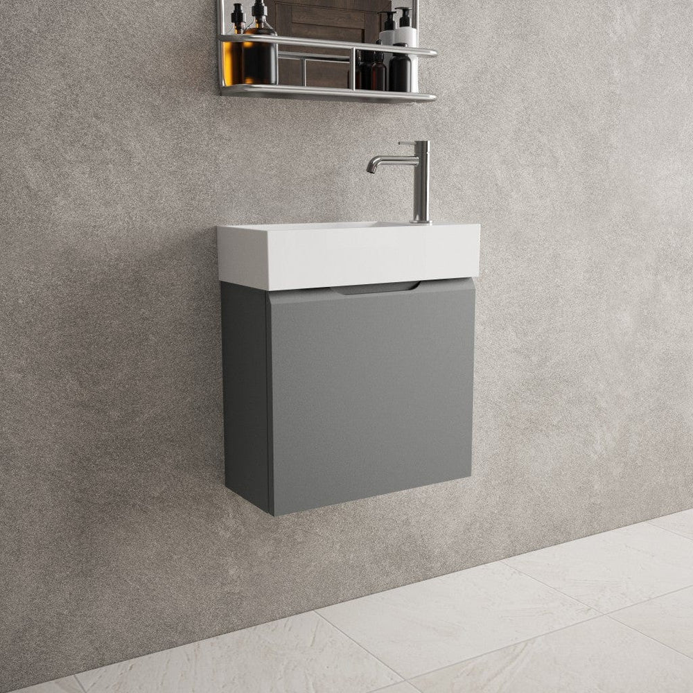 Tasca Single Door Vanity Unit With Beyondstone Basin - Matt Dust 450mm