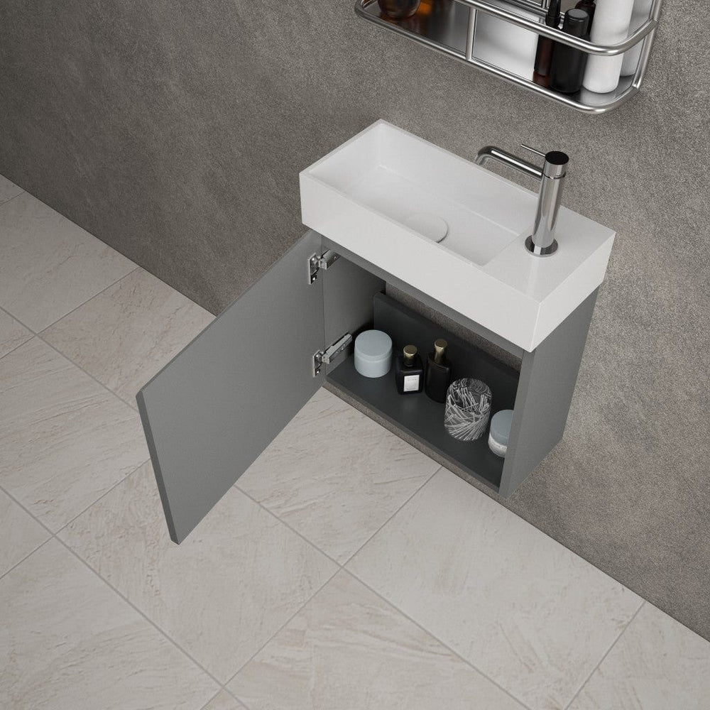 Tasca Single Door Vanity Unit With Beyondstone Basin - Matt Dust 450mm