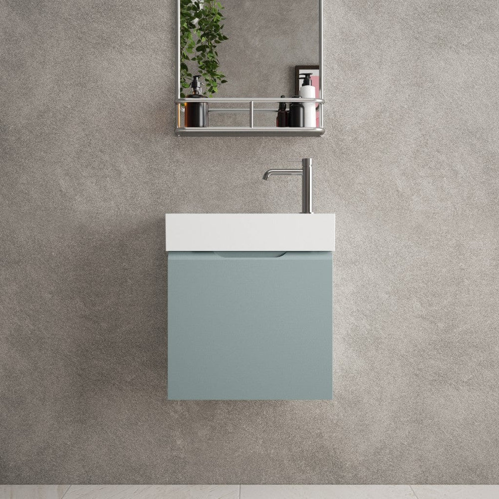 Tasca Single Door Vanity Unit With Beyondstone Basin - Matt Fjord 450mm