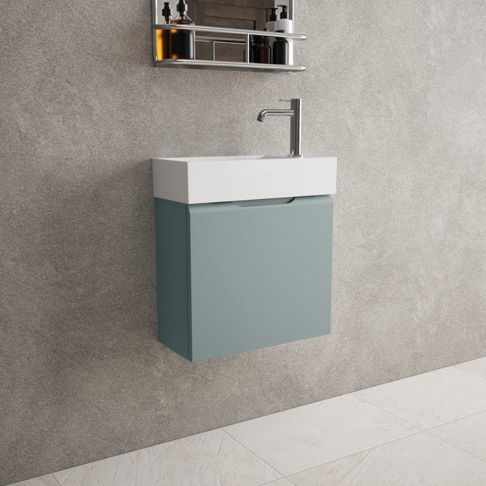 Tasca Single Door Vanity Unit With Beyondstone Basin - Matt Fjord 450mm