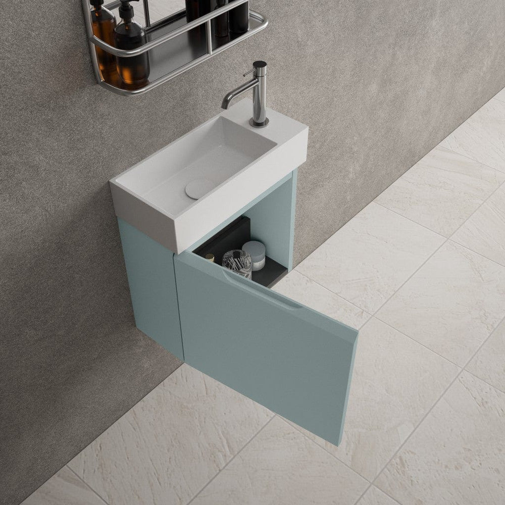 Tasca Single Door Vanity Unit With Beyondstone Basin - Matt Fjord 450mm