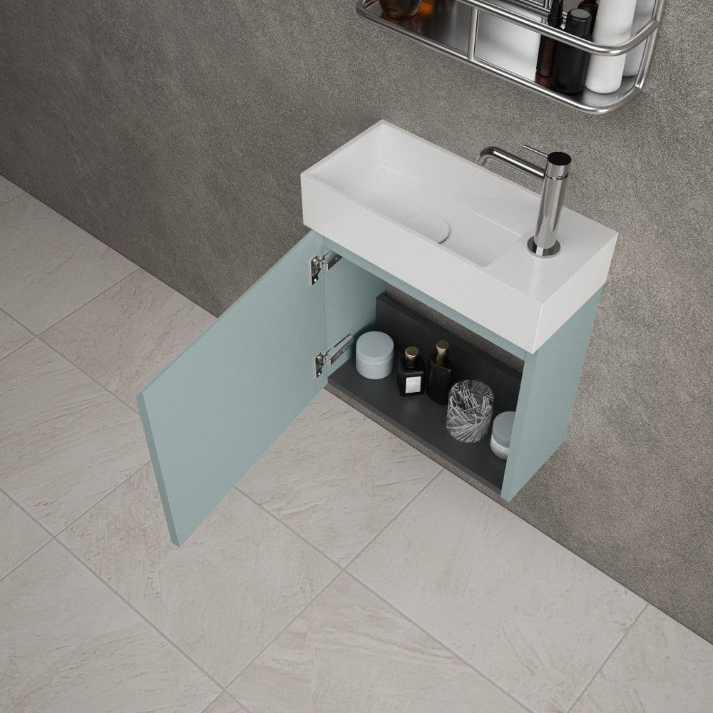 Tasca Single Door Vanity Unit With Beyondstone Basin - Matt Fjord 450mm