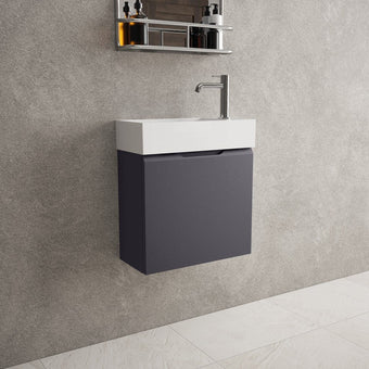 Tasca Single Door Vanity Unit With Beyondstone Basin - Matt Graphite 450mm
