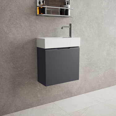 Tasca Single Door Vanity Unit With Beyondstone Basin - Matt Graphite 450mm