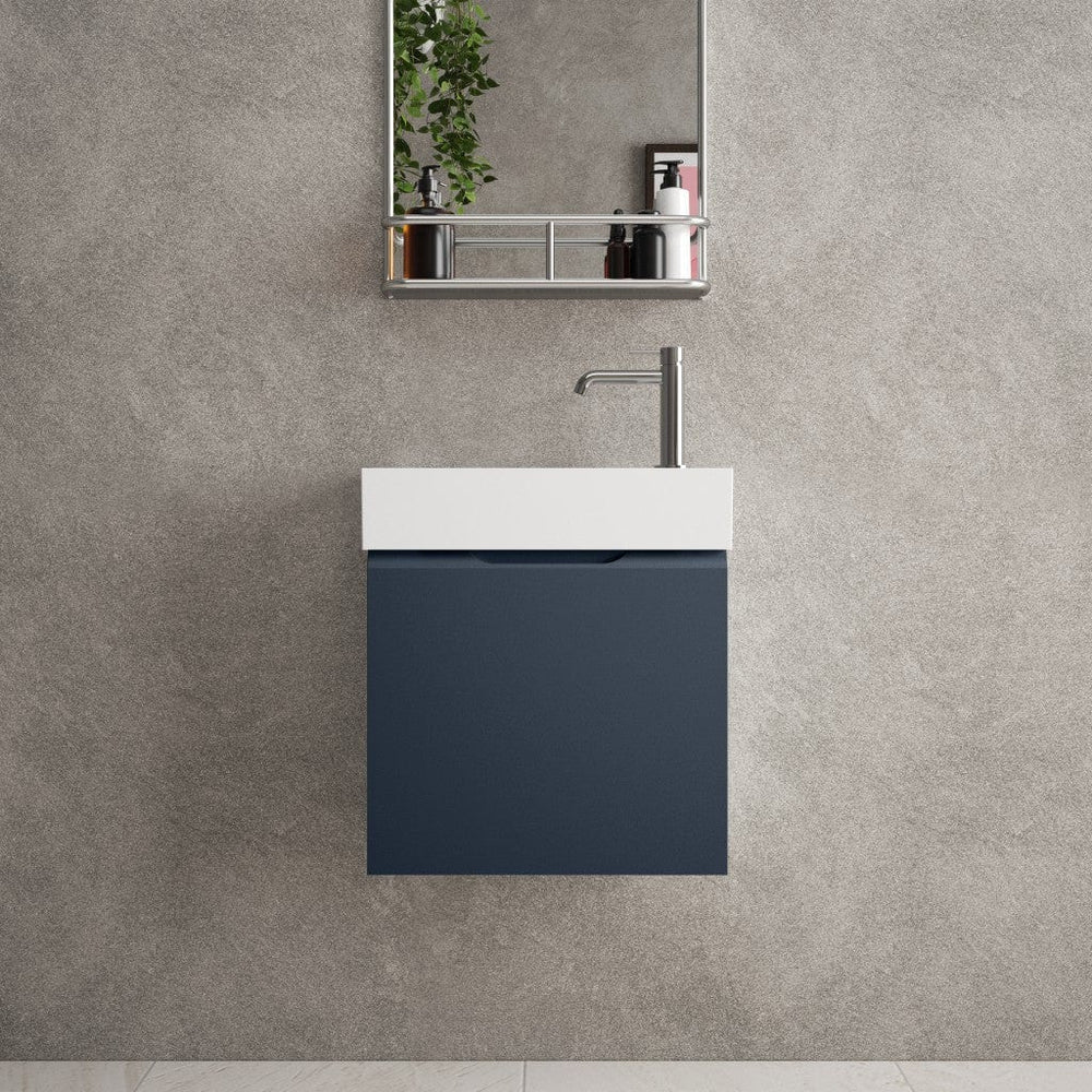 Tasca Single Door Vanity Unit With Beyondstone Basin - Matt Indigo 450mm