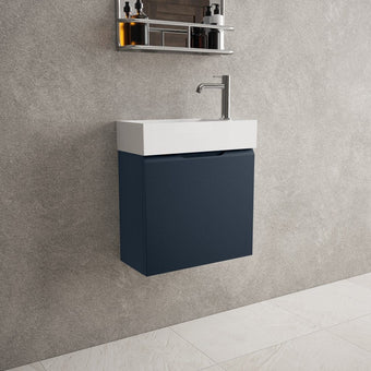Tasca Single Door Vanity Unit With Beyondstone Basin - Matt Indigo 450mm