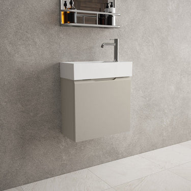 Tasca Single Door Vanity Unit With Beyondstone Basin - Matt Stone 450mm