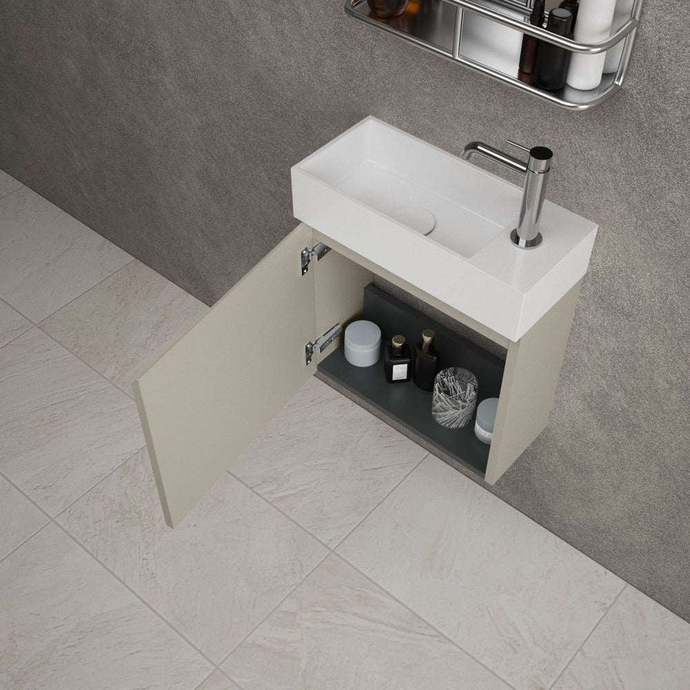Tasca Single Door Vanity Unit With Beyondstone Basin - Matt Stone 450mm