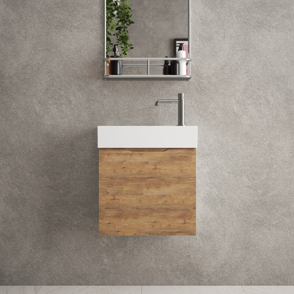 Tasca Single Door Vanity Unit With Beyondstone Basin - Oak 450mm