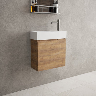 Tasca Single Door Vanity Unit With Beyondstone Basin - Oak 450mm