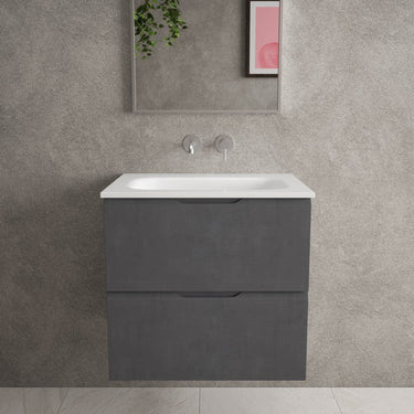 Tasca Two Drawer Vanity Unit With Beyondstone Basin - Dark Concrete 600mm