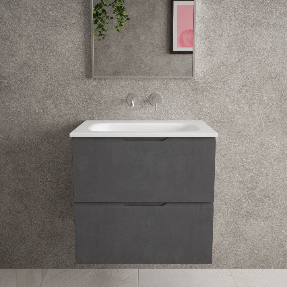 Tasca Two Drawer Vanity Unit With Beyondstone Basin - Dark Concrete 600mm