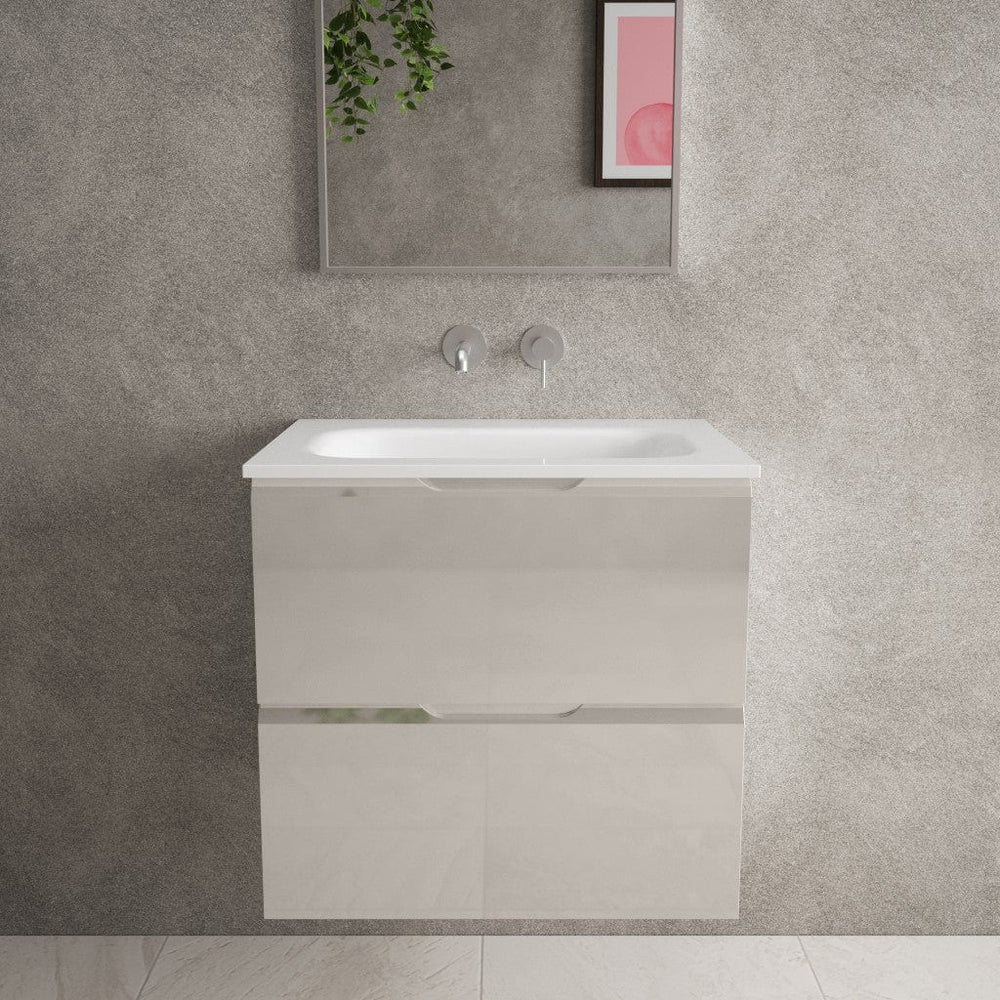 Tasca Two Drawer Vanity Unit With Beyondstone Basin - Gloss Cashmere 600mm