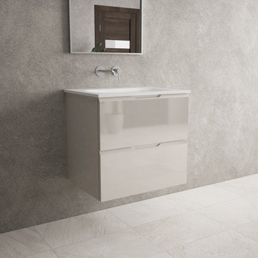 Tasca Two Drawer Vanity Unit With Beyondstone Basin - Gloss Cashmere 600mm