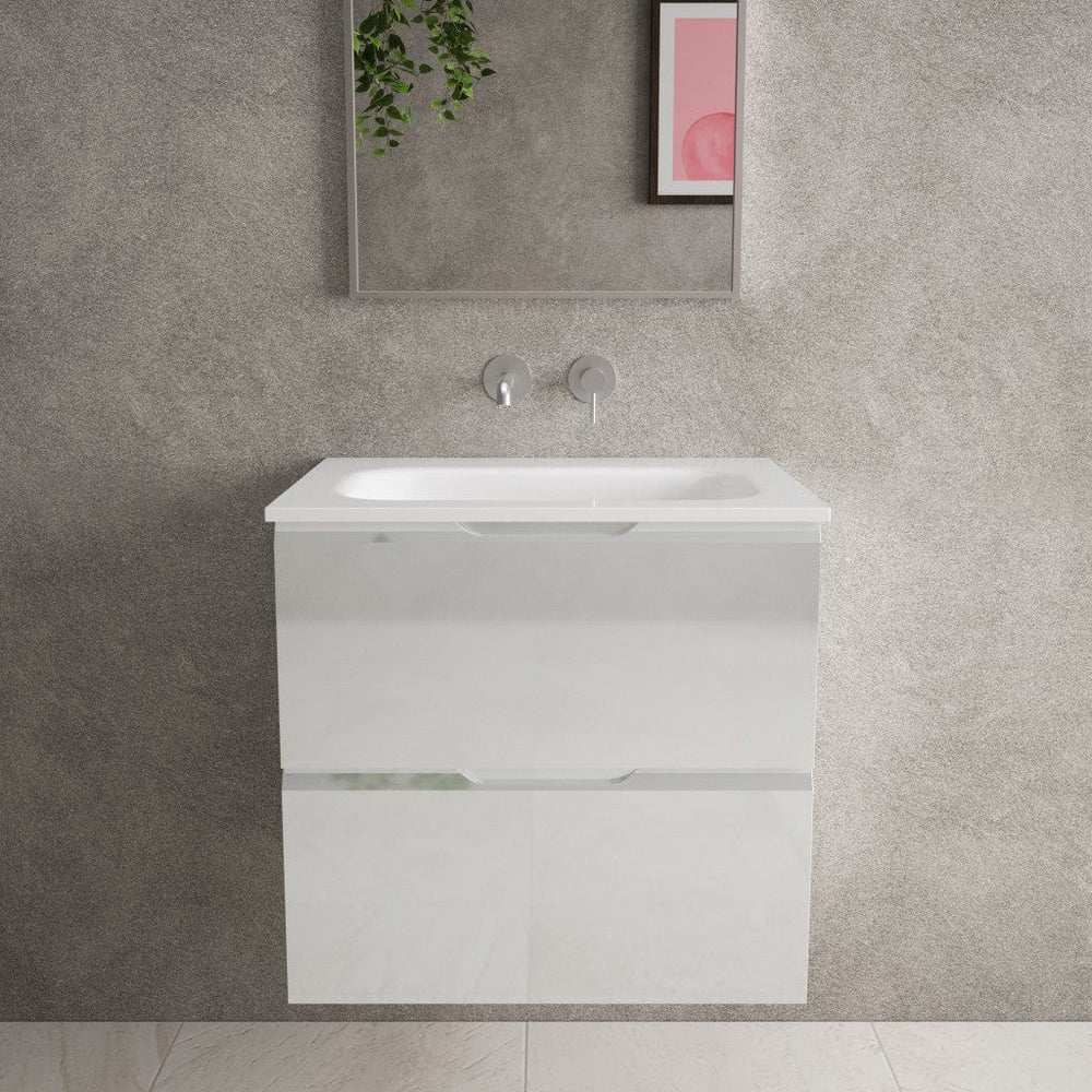 Tasca Two Drawer Vanity Unit With Beyondstone Basin - Gloss Dove 600mm