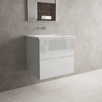 Tasca Two Drawer Vanity Unit With Beyondstone Basin - Gloss Dove 600mm