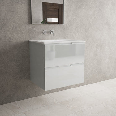 Tasca Two Drawer Vanity Unit With Beyondstone Basin - Gloss Dove 600mm