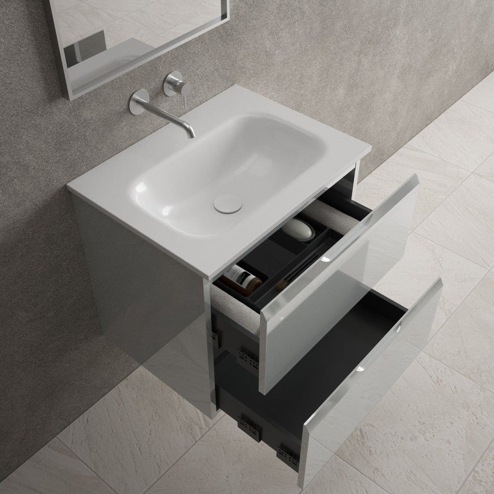 Tasca Two Drawer Vanity Unit With Beyondstone Basin - Gloss Dove 600mm