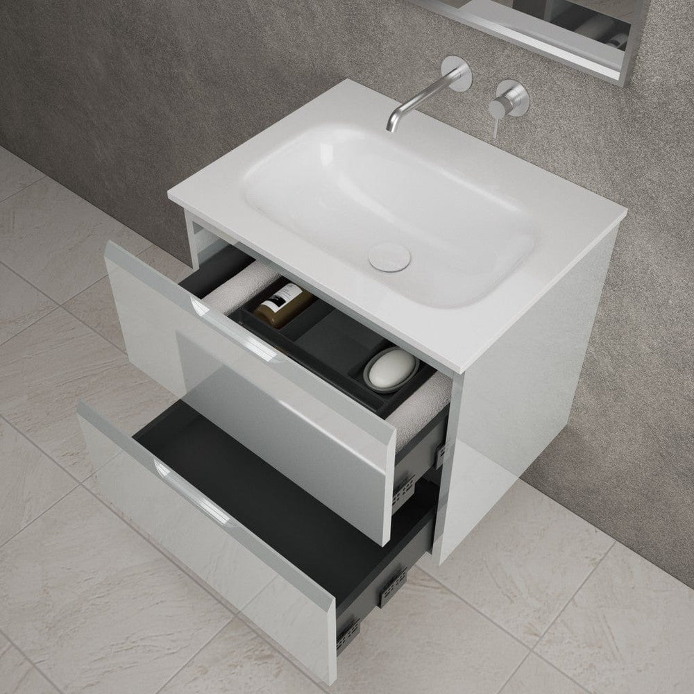 Tasca Two Drawer Vanity Unit With Beyondstone Basin - Gloss Dove 600mm