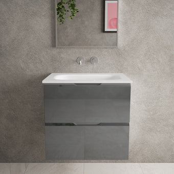 Tasca Two Drawer Vanity Unit With Beyondstone Basin - Gloss Dust 600mm