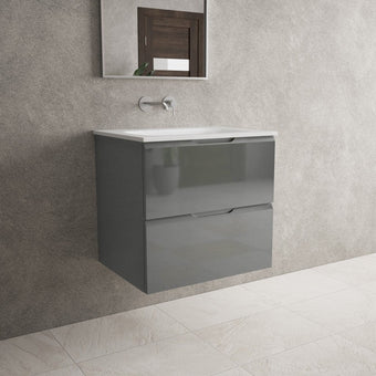 Tasca Two Drawer Vanity Unit With Beyondstone Basin - Gloss Dust 600mm