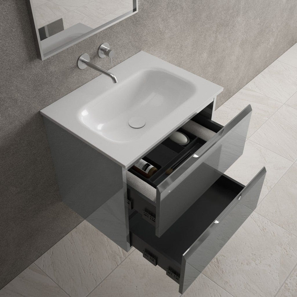 Tasca Two Drawer Vanity Unit With Beyondstone Basin - Gloss Dust 600mm