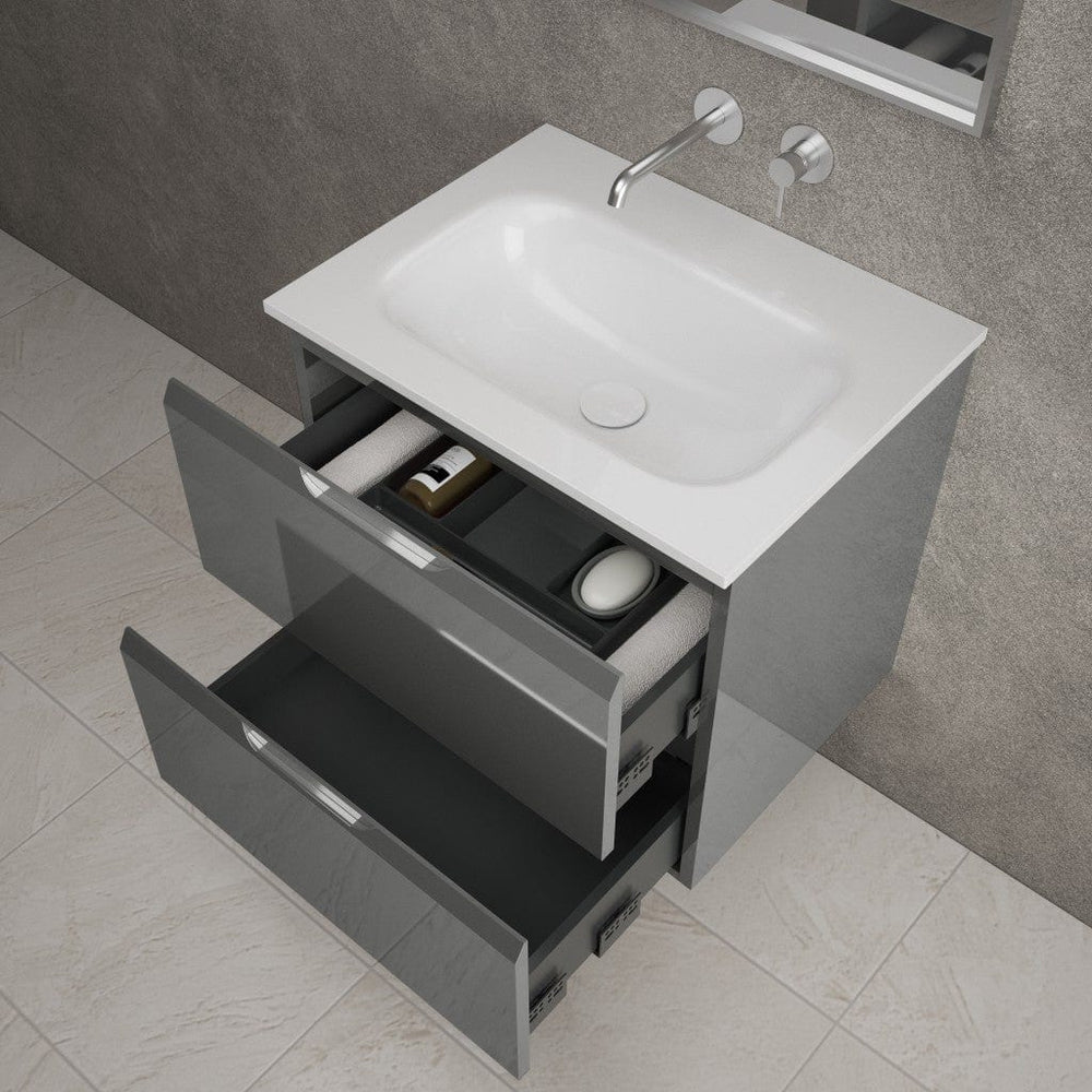 Tasca Two Drawer Vanity Unit With Beyondstone Basin - Gloss Dust 600mm