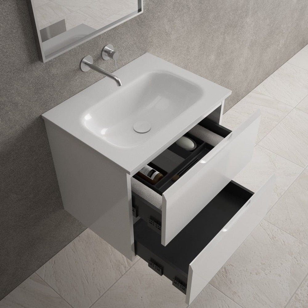 Tasca Two Drawer Vanity Unit With Beyondstone Basin - Gloss White 600mm