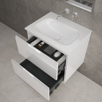 Tasca Two Drawer Vanity Unit With Beyondstone Basin - Gloss White 600mm