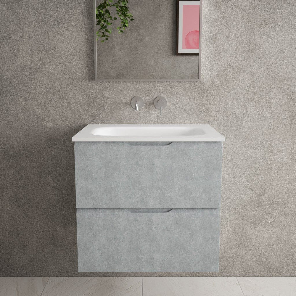 Tasca Two Drawer Vanity Unit With Beyondstone Basin - Light Concrete 600mm
