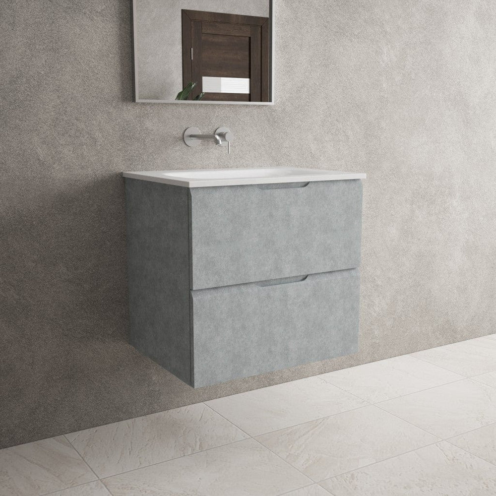 Tasca Two Drawer Vanity Unit With Beyondstone Basin - Light Concrete 600mm