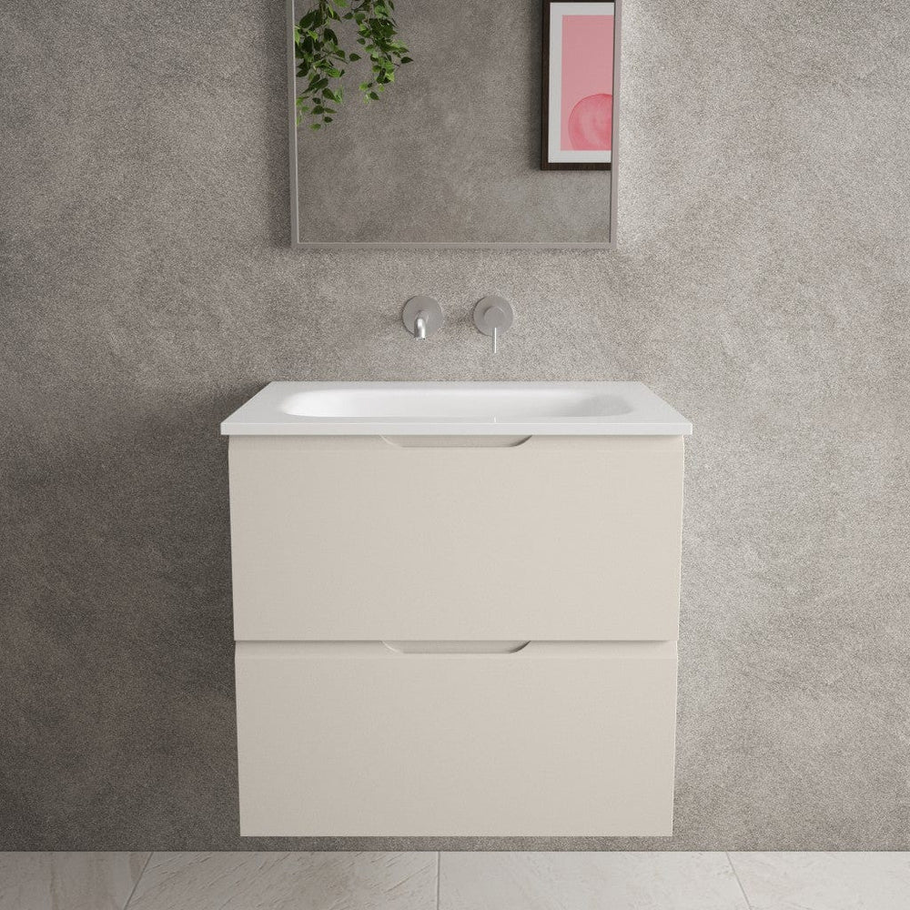 Tasca Two Drawer Vanity Unit With Beyondstone Basin - Matt Cashmere 600mm