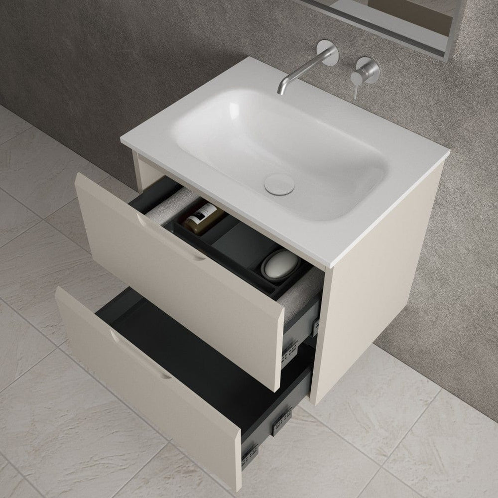 Tasca Two Drawer Vanity Unit With Beyondstone Basin - Matt Cashmere 600mm
