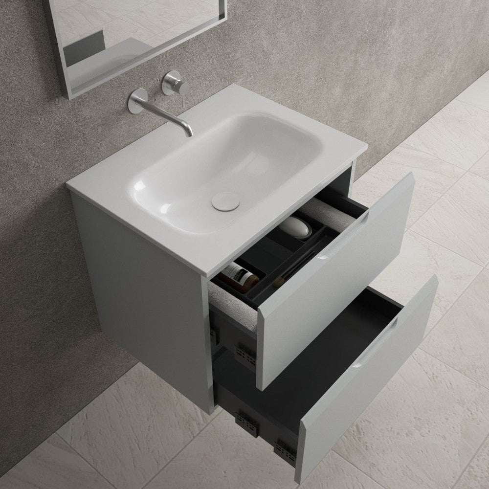 Tasca Two Drawer Vanity Unit With Beyondstone Basin - Matt Dove 600mm