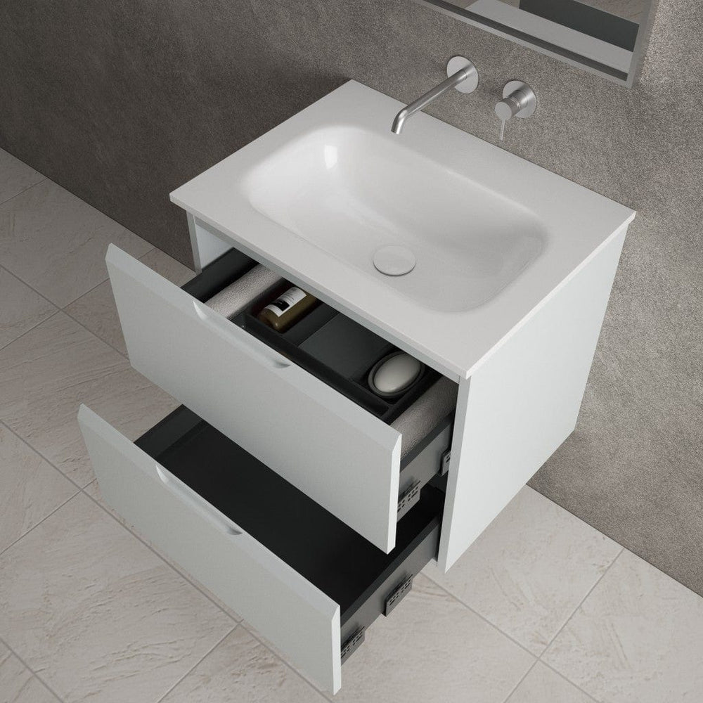 Tasca Two Drawer Vanity Unit With Beyondstone Basin - Matt Dove 600mm