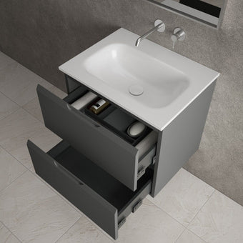 Tasca Two Drawer Vanity Unit With Beyondstone Basin - Matt Dust 600mm