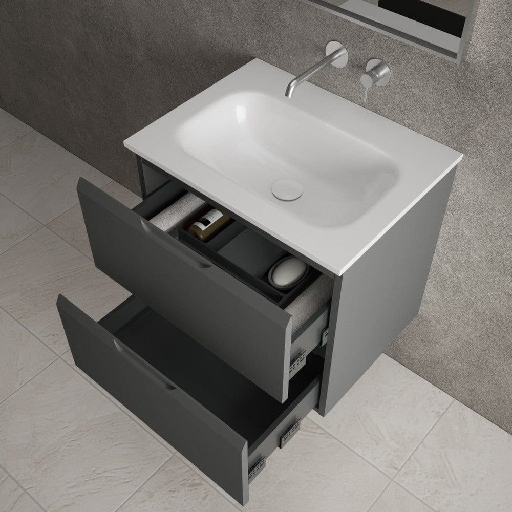 Tasca Two Drawer Vanity Unit With Beyondstone Basin - Matt Dust 600mm