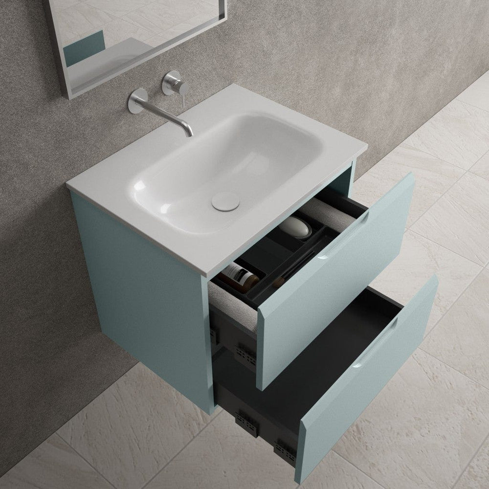 Tasca Two Drawer Vanity Unit With Beyondstone Basin - Matt Fjord 600mm