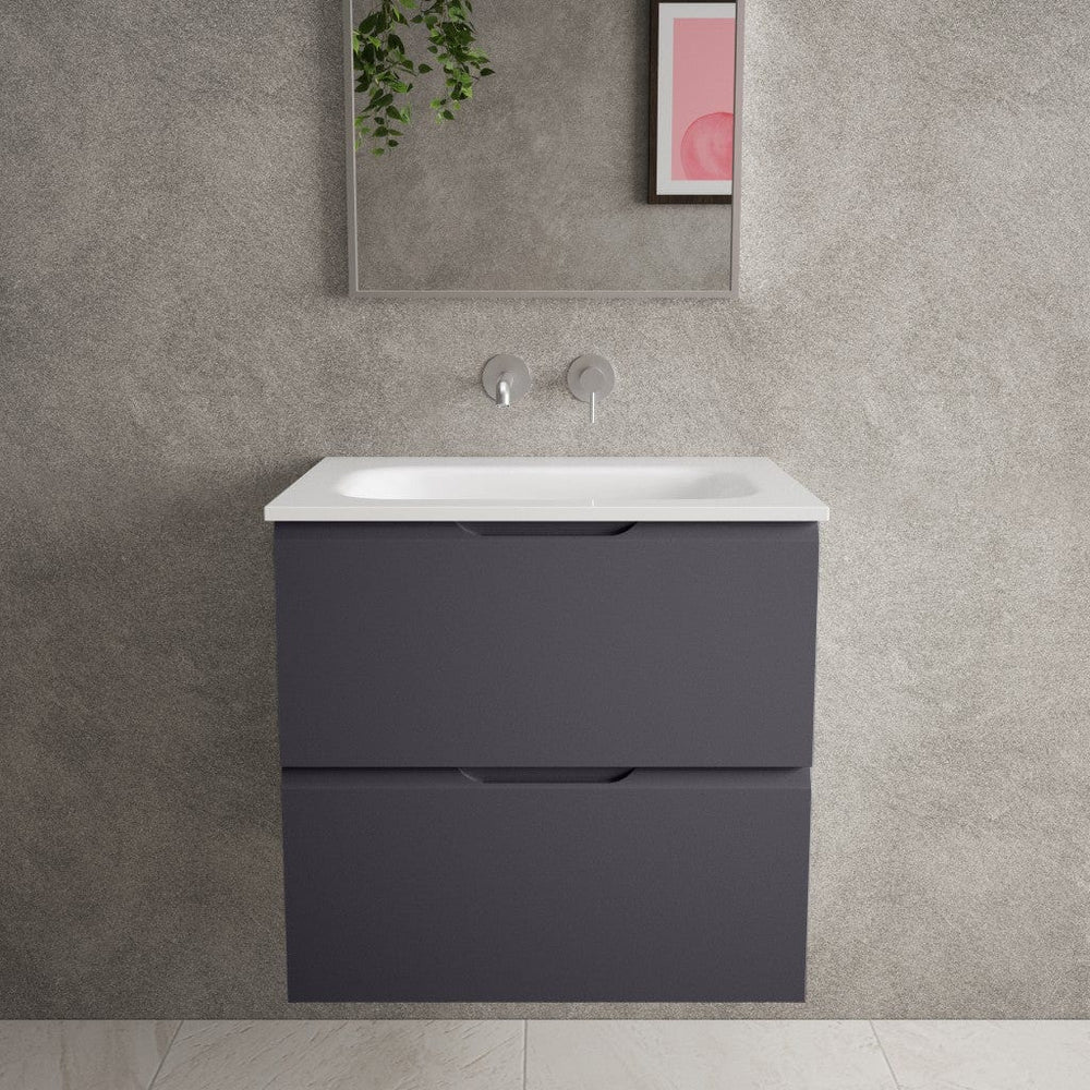 Tasca Two Drawer Vanity Unit With Beyondstone Basin - Matt Graphite 600mm