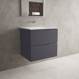Tasca Two Drawer Vanity Unit With Beyondstone Basin - Matt Graphite 600mm