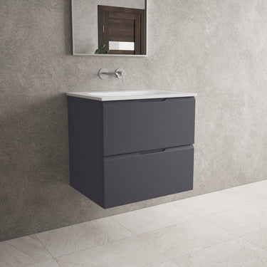 Tasca Two Drawer Vanity Unit With Beyondstone Basin - Matt Graphite 600mm