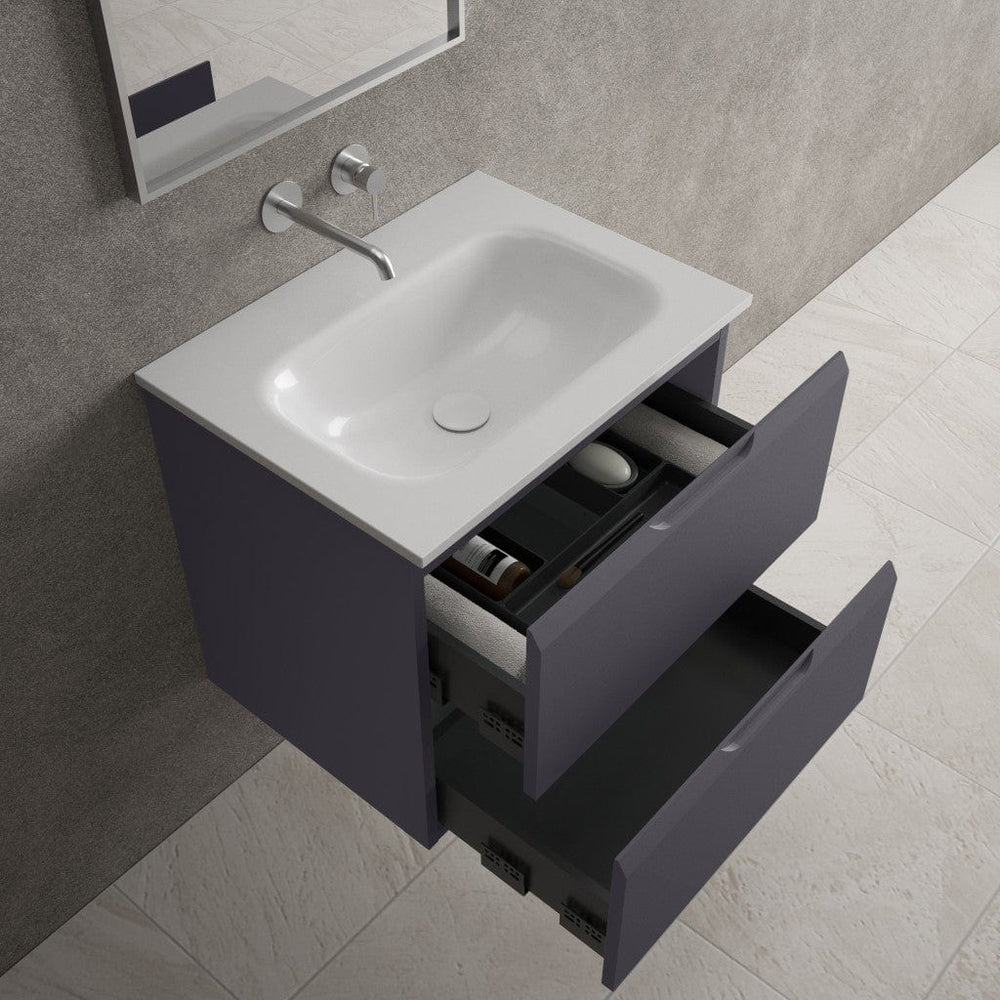 Tasca Two Drawer Vanity Unit With Beyondstone Basin - Matt Graphite 600mm