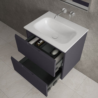 Tasca Two Drawer Vanity Unit With Beyondstone Basin - Matt Graphite 600mm