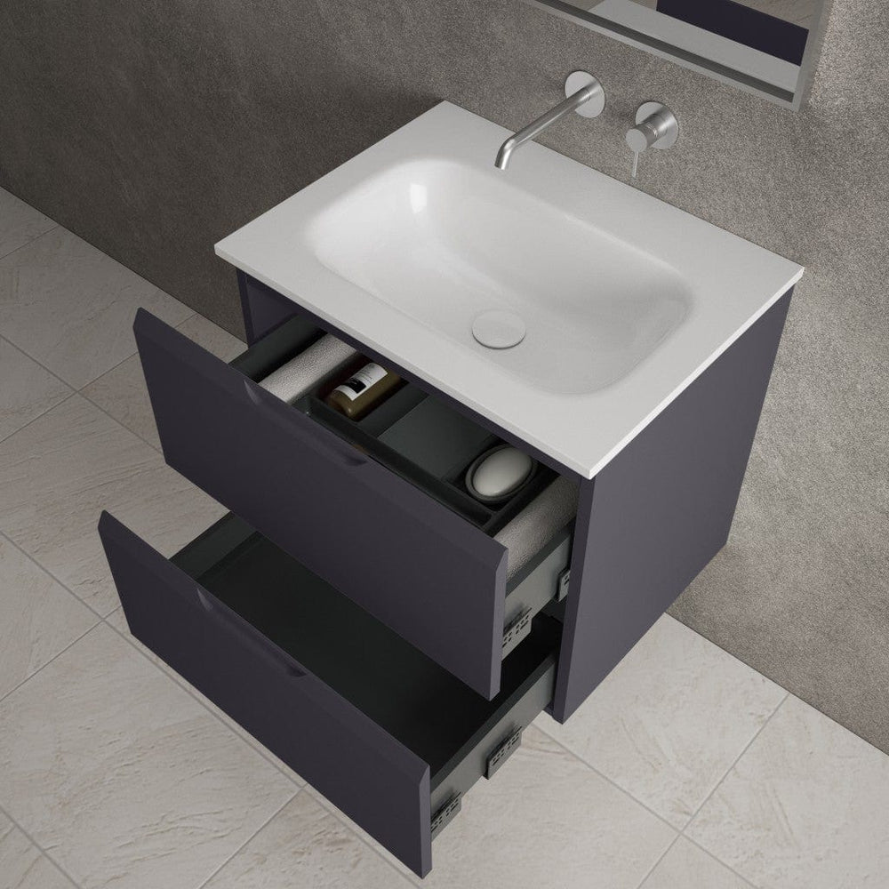 Tasca Two Drawer Vanity Unit With Beyondstone Basin - Matt Graphite 600mm