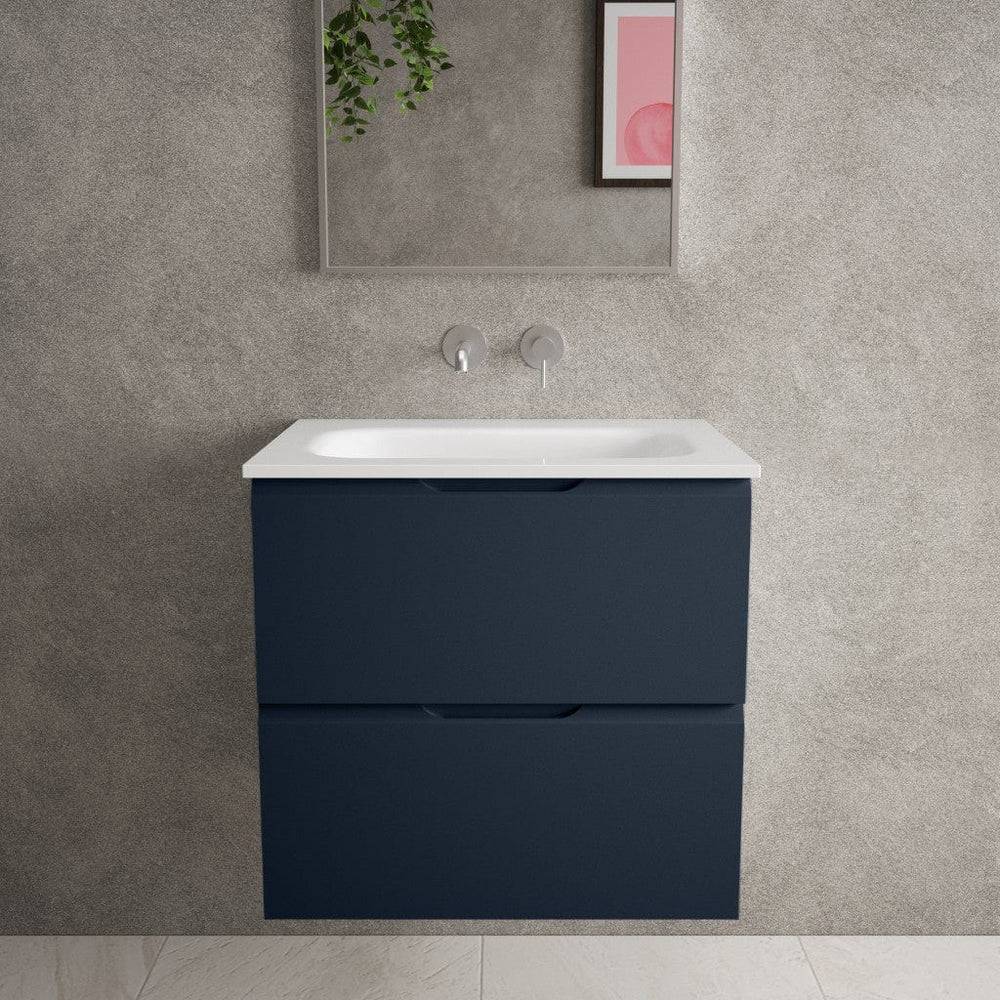 Tasca Two Drawer Vanity Unit With Beyondstone Basin - Matt Indigo 600mm