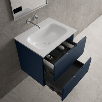 Tasca Two Drawer Vanity Unit With Beyondstone Basin - Matt Indigo 600mm